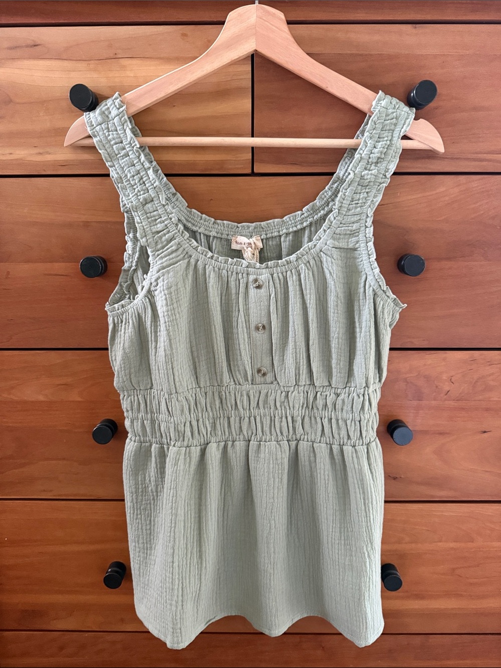 Hem & Thread Sage Green Muslin Cotton Tank NWT Size S
